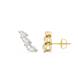 Boucles d'oreilles à tige en diamant Moissanite taille marquise uniques pour femmes