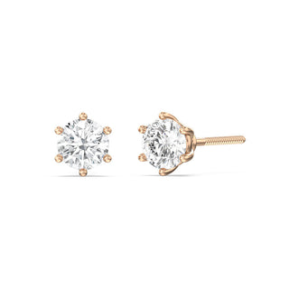 Boucles d'oreilles à tige en diamant et moissanite à coupe ronde pour femmes