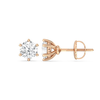 Boucles d'oreilles à tige en diamant et moissanite à coupe ronde pour femmes