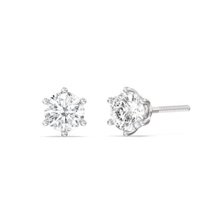 Boucles d'oreilles à tige en diamant et moissanite à coupe ronde pour femmes