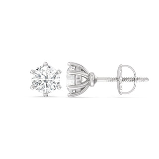 Boucles d'oreilles à tige en diamant et moissanite à coupe ronde pour femmes