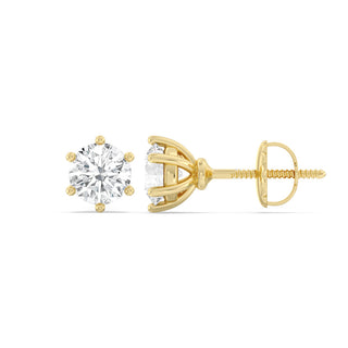 Boucles d'oreilles à tige en diamant et moissanite à coupe ronde pour femmes