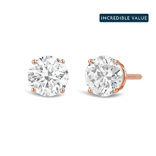 Boucles d'oreilles à tige en diamants Moissanite taille ronde de 4,0 ct pour elle