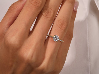 1.0CT Round Cut Moissanite Pave Engagement Ring for Her