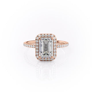 Bague de fiançailles en moissanite taille émeraude de 2,10 ct avec halo pavé