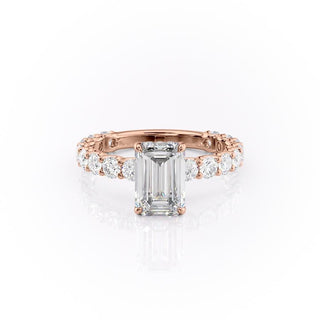 2.30 CT Emerald Cut Pave Setting Moissanite Engagement Ring