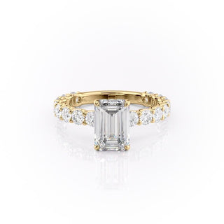 2.30 CT Emerald Cut Pave Setting Moissanite Engagement Ring