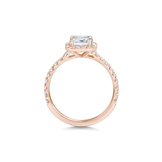 Anillo de compromiso con halo de diamantes y estilo pavé con esmeralda F-VS1 de 0,5, 1,50 y 2,0 ct