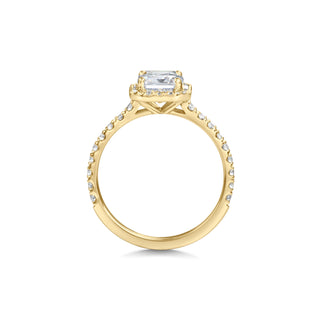 Anillo de compromiso con halo de diamantes y estilo pavé con esmeralda F-VS1 de 0,5, 1,50 y 2,0 ct