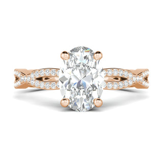 Bague de fiançailles solitaire torsadée en moissanite de forme ovale de 1,33 ct