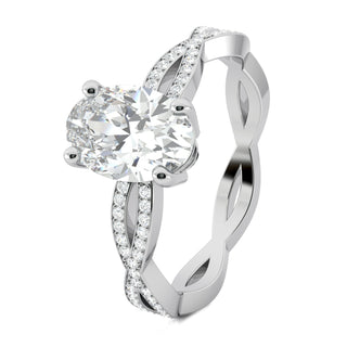 1.33 CT Oval Shaped Moissanite Solitaire Twisted Engagement Ring