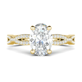 Bague de fiançailles solitaire torsadée en moissanite de forme ovale de 1,33 ct