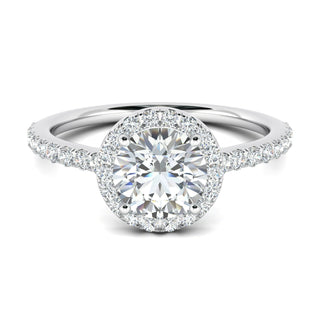 1.0 CT Round Moissanite Diamond Halo Engagement Ring