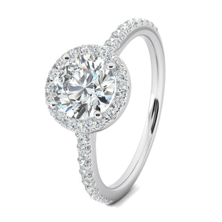 1.0 CT Round Moissanite Diamond Halo Engagement Ring