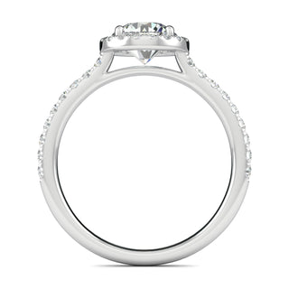 Anillo de compromiso con halo de diamantes de moissanita redondos de 1,0 ct