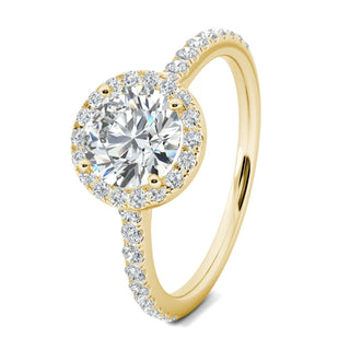 Bague de fiançailles avec halo de diamants et moissanite ronde de 1,0 ct