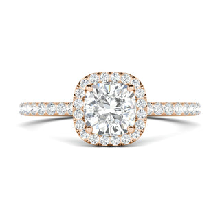 0.76 ct Cushion F- VS1 Diamond Halo & Pave Setting Engagement Ring