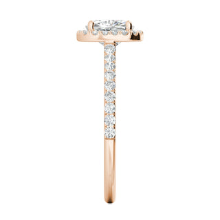 Bague de fiançailles avec halo et pavé de diamants coussin de 0,76 ct F-VS1