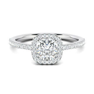 0.76 ct Cushion F- VS1 Diamond Halo & Pave Setting Engagement Ring