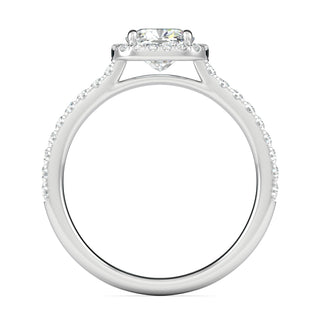 Bague de fiançailles avec halo et pavé de diamants coussin de 0,76 ct F-VS1