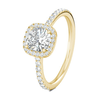 0.76 ct Cushion F- VS1 Diamond Halo & Pave Setting Engagement Ring