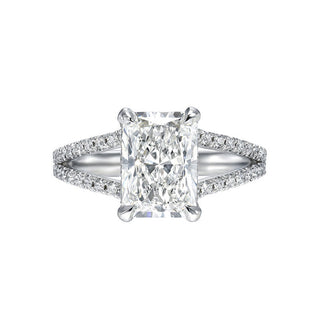 2.0 CT-4.0 CT Radiant Split Shank F/VVS2 Lab Grown Diamond Engagement Ring