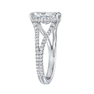 Bague de fiançailles avec diamant de laboratoire Radiant Split Shank F/VVS2 de 4,0 ct