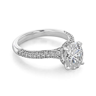 1.93CT Oval Hidden Halo Triple Pave Setting Moissanite Engagement Ring