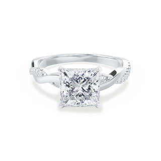 Bague de fiançailles solitaire torsadée en moissanite de forme princesse de 1,92 ct