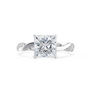 Bague de fiançailles solitaire torsadée en moissanite de forme princesse de 1,92 ct