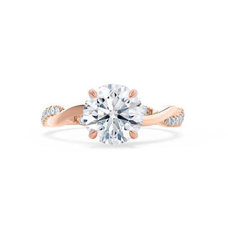 Bague de fiançailles solitaire en moissanite de forme ronde de 0,80 ct de style torsadé