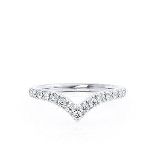 0.21 CT Round Shaped Moissanite Curved Style Wedding Band