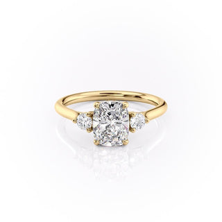 Bague de fiançailles à trois pierres en moissanite taille coussin allongée de 2,0 ct