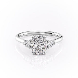 2.0 CT Elongated Cushion Shaped Moissanite Three Stones Engagement Ring