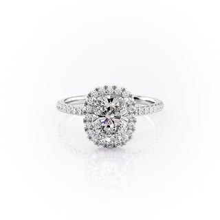 2.0 CT Elongated Cushion Shaped Moissanite Halo Engagement Ring