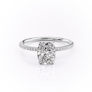 2.0 CT Elongated Cushion Shaped Moissanite Solitaire Engagement Ring