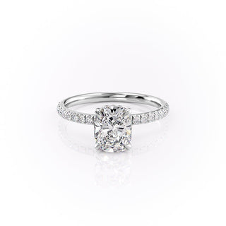 2.0 CT Cushion Cut Hidden Halo Pave Setting Moissanite Engagement Ring