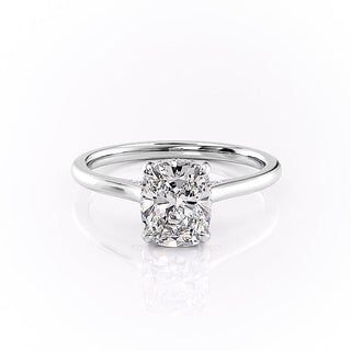 2.0 CT Elongated Cushion Shaped Moissanite Hidden Halo Engagement Ring