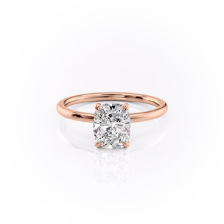 Bague de fiançailles en forme de coussin allongé de 2,0 ct avec halo caché en moissanite