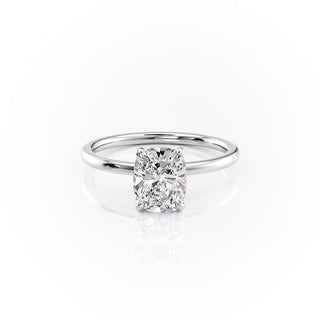 2.0 CT Elongated Cushion Shaped Moissanite Hidden Halo Engagement Ring