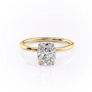 2.0 CT Elongated Cushion Shaped Moissanite Hidden Halo Engagement Ring