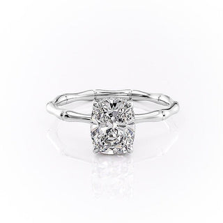 2.0 CT Cushion Shaped Moissanite Hidden Halo Engagement Ring