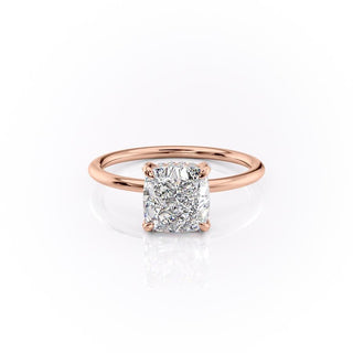 Bague de fiançailles en forme de coussin allongé de 2,0 ct avec halo caché en moissanite