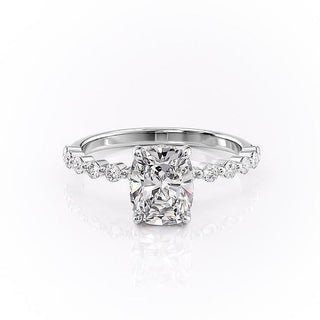 2.0 CT Elongated Cushion Shaped Moissanite Solitaire Engagement Ring