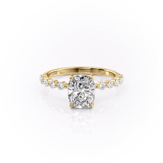 2.0 CT Elongated Cushion Shaped Moissanite Solitaire Engagement Ring