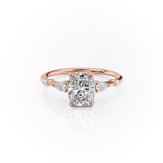 Bague de fiançailles en moissanite taille coussin allongée de 2,0 ct avec halo caché