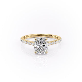 2.0 CT Elongated Cushion Shaped Moissanite Solitaire Engagement Ring