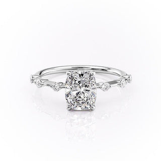 Bague de fiançailles solitaire en moissanite de forme coussin allongée de 2,0 ct