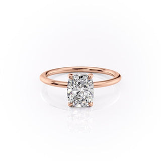 Bague de fiançailles en forme de coussin allongé de 2,0 ct avec halo caché en moissanite