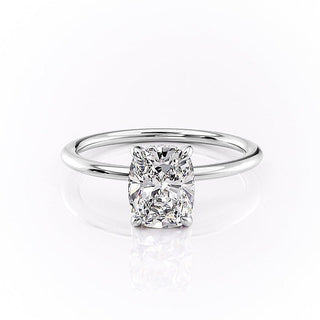 Bague de fiançailles en forme de coussin allongé de 2,0 ct avec halo caché en moissanite